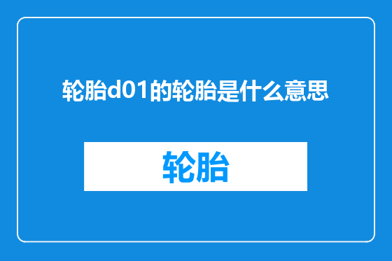 轮胎d01的轮胎是什么意思