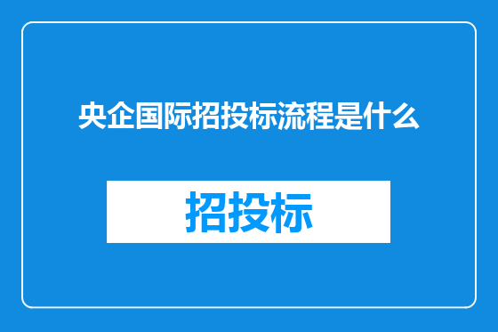 央企国际招投标流程是什么