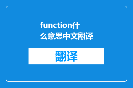 function什么意思中文翻译
