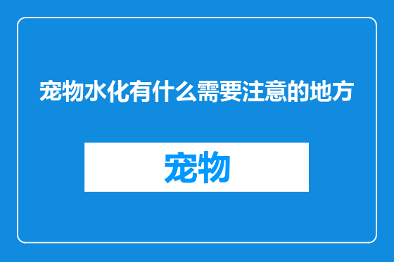 宠物水化有什么需要注意的地方