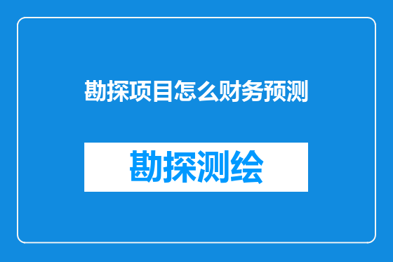 勘探项目怎么财务预测