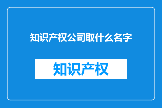 知识产权公司取什么名字