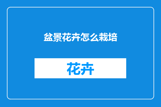 盆景花卉怎么栽培