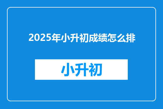 2025年小升初成绩怎么排