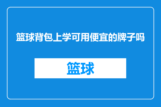 篮球背包上学可用便宜的牌子吗