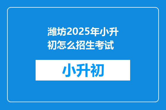 潍坊2025年小升初怎么招生考试