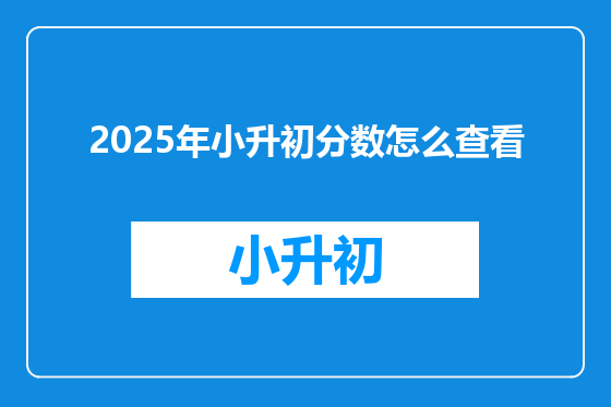 2025年小升初分数怎么查看