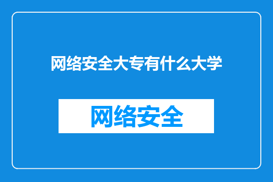 网络安全大专有什么大学