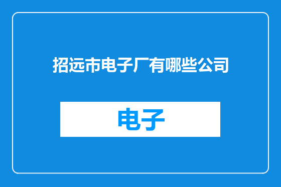 招远市电子厂有哪些公司