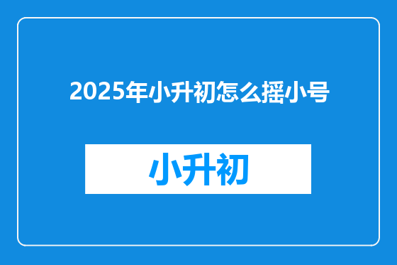 2025年小升初怎么摇小号