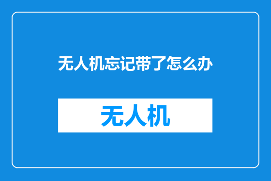 无人机忘记带了怎么办