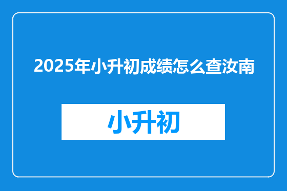 2025年小升初成绩怎么查汝南