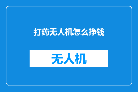 打药无人机怎么挣钱