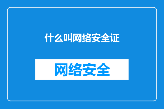 什么叫网络安全证