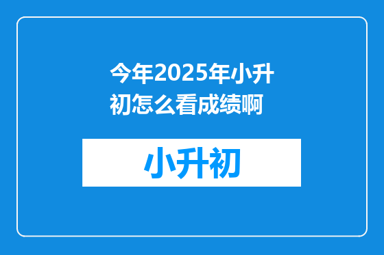 今年2025年小升初怎么看成绩啊
