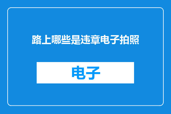 路上哪些是违章电子拍照