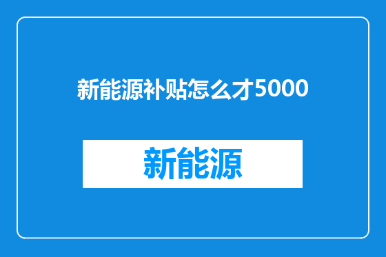 新能源补贴怎么才5000