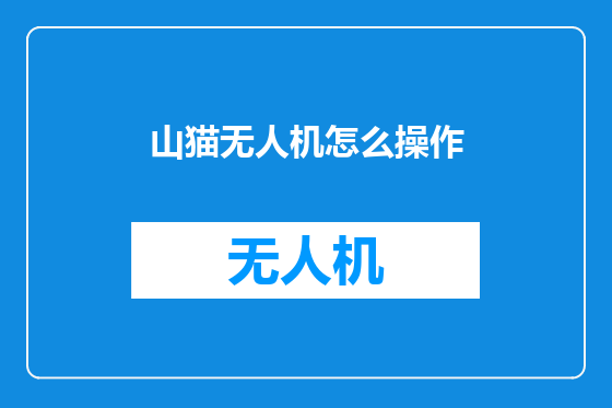 山猫无人机怎么操作