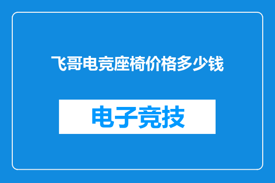 飞哥电竞座椅价格多少钱