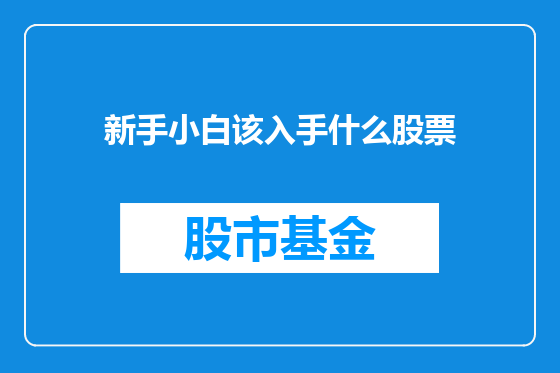 新手小白该入手什么股票