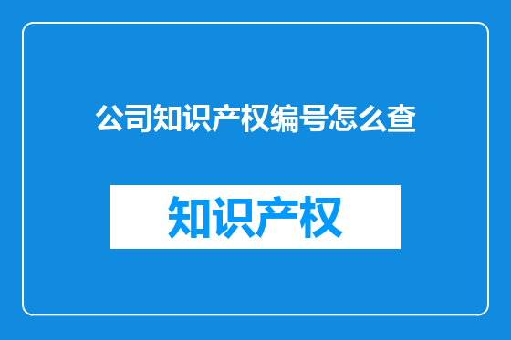 公司知识产权编号怎么查