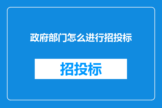 政府部门怎么进行招投标