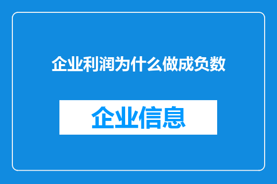 企业利润为什么做成负数