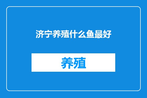 济宁养殖什么鱼最好