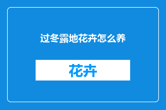 过冬露地花卉怎么养
