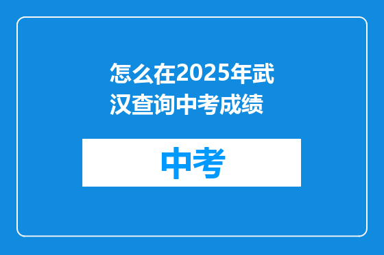 怎么在2025年武汉查询中考成绩