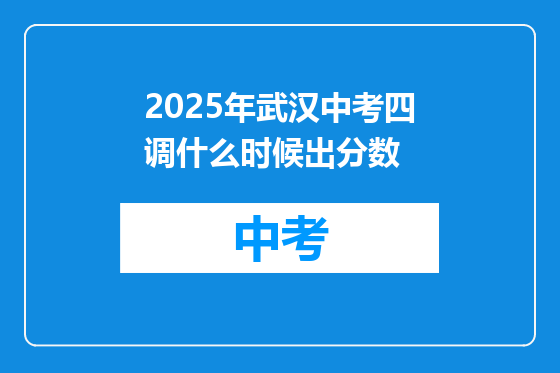 2025年武汉中考四调什么时候出分数