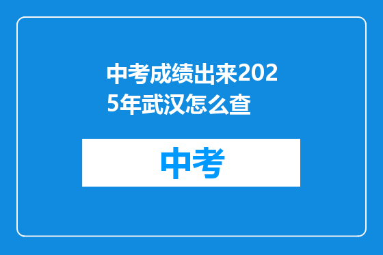 中考成绩出来2025年武汉怎么查