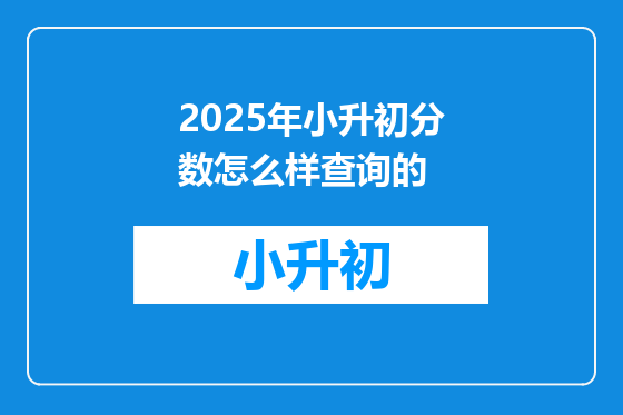 2025年小升初分数怎么样查询的