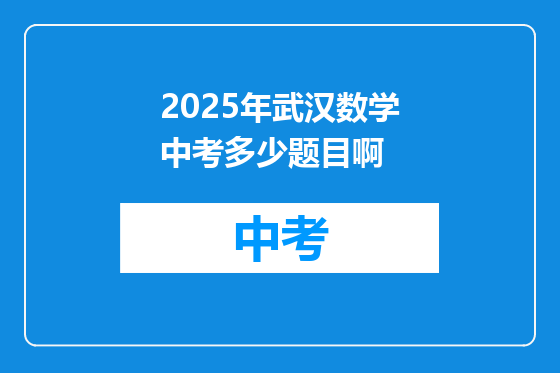 2025年武汉数学中考多少题目啊