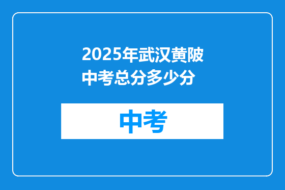 2025年武汉黄陂中考总分多少分