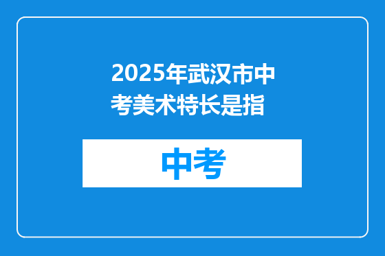 2025年武汉市中考美术特长是指