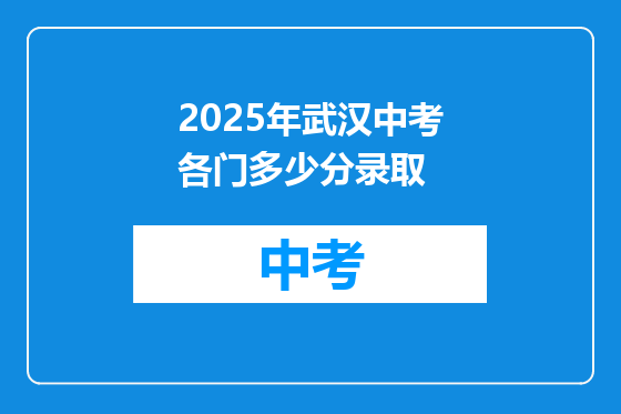 2025年武汉中考各门多少分录取