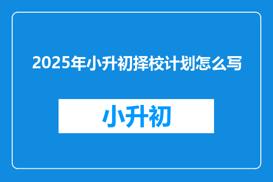 2025年小升初择校计划怎么写