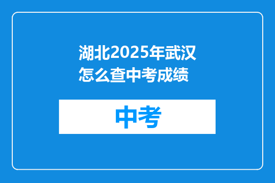 湖北2025年武汉怎么查中考成绩