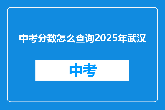 中考分数怎么查询2025年武汉