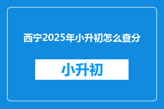 西宁2025年小升初怎么查分