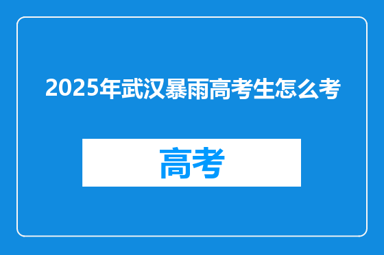 2025年武汉暴雨高考生怎么考