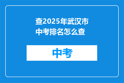 查2025年武汉市中考排名怎么查