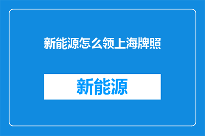 新能源怎么领上海牌照