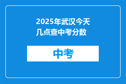 2025年武汉今天几点查中考分数