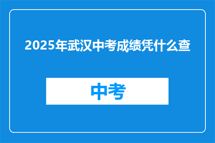 2025年武汉中考成绩凭什么查