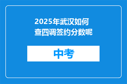 2025年武汉如何查四调签约分数呢