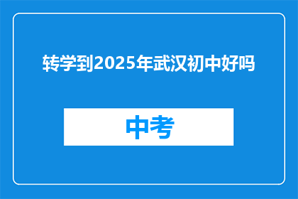 转学到2025年武汉初中好吗