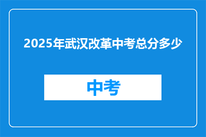 2025年武汉改革中考总分多少