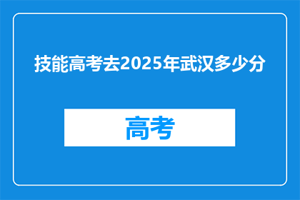 技能高考去2025年武汉多少分